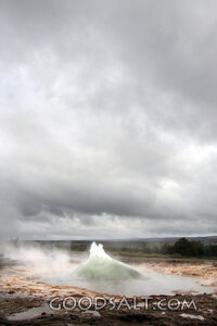 Geyser Under Storm Clouds