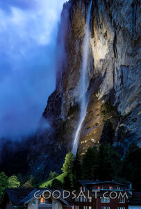 Waterfall Beneath the Mountain Refuge