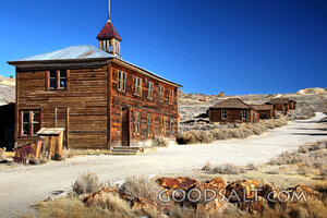 Weathered Frontier Chapel in Desert Ghost Town