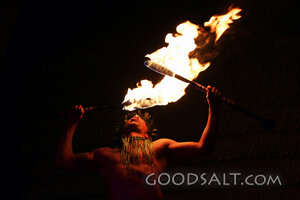 Island Fire Dance at Night