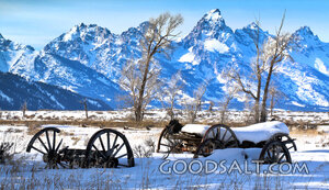 Snowbound Wagon Beneath the Mountains