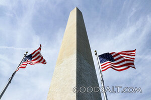Washington Monument with American Flags
