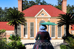 Lady with Parasol at a Colonial Garden House