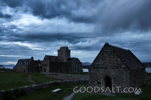 Stone Abbey Beneath Storm Clouds