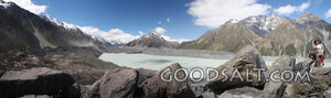 Pilgrims Above the Glacier Lake