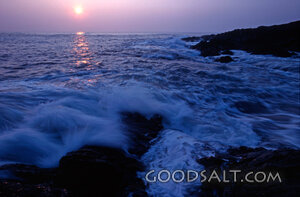 Waves Over the Rocks at Sunset