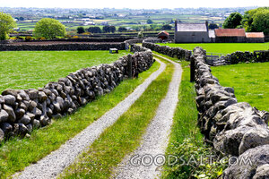 Country Lane Between Stone Walls