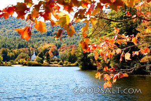 Autumn Church Beside the Lake
