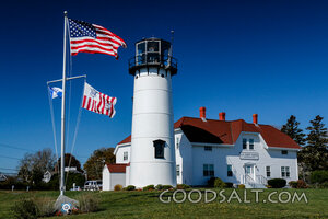 Lighthouse and American Flag