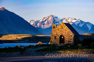 Stone Chapel Beside the Mountain Lake