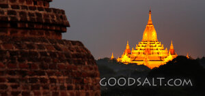 Illuminated Pagoda Beyond Ancient Brick