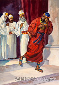 Judas Leaving the Priests After Betraying Jesus