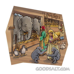 Noah’s Family Caring for the Ark Animals