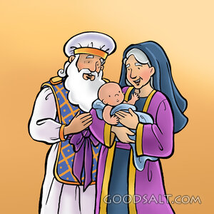 Zechariah and Elizabeth with Baby John