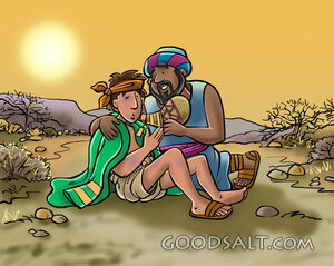 The Good Samaritan Helps the Wounded Traveler