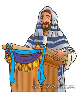 Jesus Reading the Torah Scroll