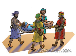 Friends Carry the Paralytic to Jesus
