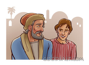 Elder and Young Man in a Biblical Village