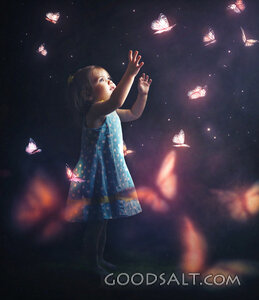 Litter Girl Chasing Butterflies