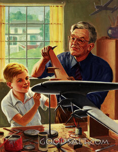 Man and Boy With Model Plane