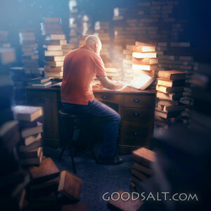 Man in deep study