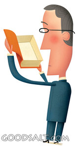 Man Opening Book With Nothing in It