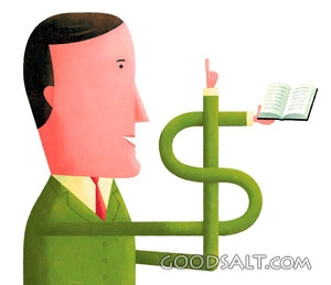 Man Reading With Dollar Sign