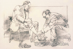 Man Washing Another Man's Feet