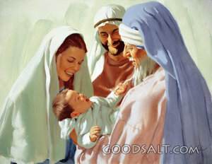 Mary and Joseph with Simeon Holding Jesus