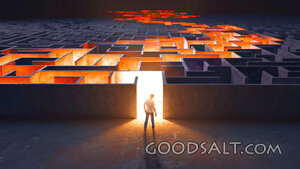 Maze with lighted pathway