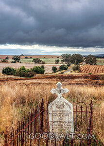 1870 Cross Gravestone in a Farm Field