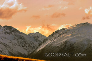 Last Light on Snow-Crowned Mountains