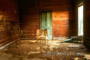 Abandoned Room with Green Door