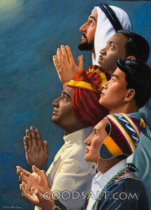 Multi-Ethnic Group Looking Up to Heaven
