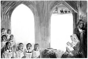 Nativity Vignette With Modern Choir