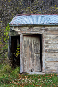 Old wooden shed and door.