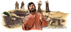 Stephen Prays as Stones Are Raised