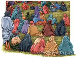 Crowd Gathered on the Hillside