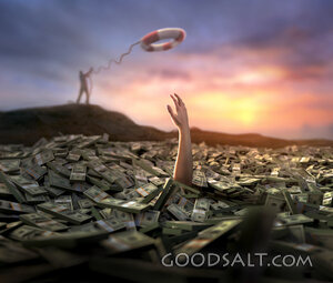 Person Drowning in Money