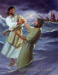 Peter Walks on Water With Jesus.