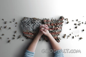 Praying over broken country