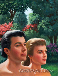 Profiles of Adam and Eve.  Male and Female God Created Them