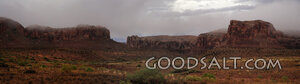 UTAH. Highway 163 west of Bluff. Panorama of sandstone cliff