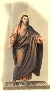 Jesus says come to me with arms outstretched smiling