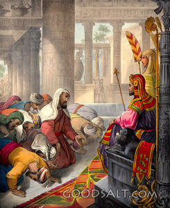 Joseph's brothers bow before him in Egypt