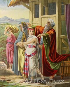 Laban, Jacob, Rachel Leah 2 men daughters ladies send away