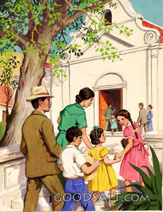Spanish Family Going to Church