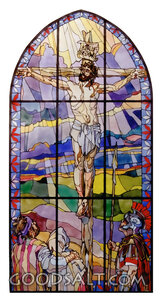 Stain Glass Illustration of Christ on the Cross