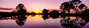 Sunrise ove pink lake.