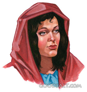 Contemplative Woman in Red Veil